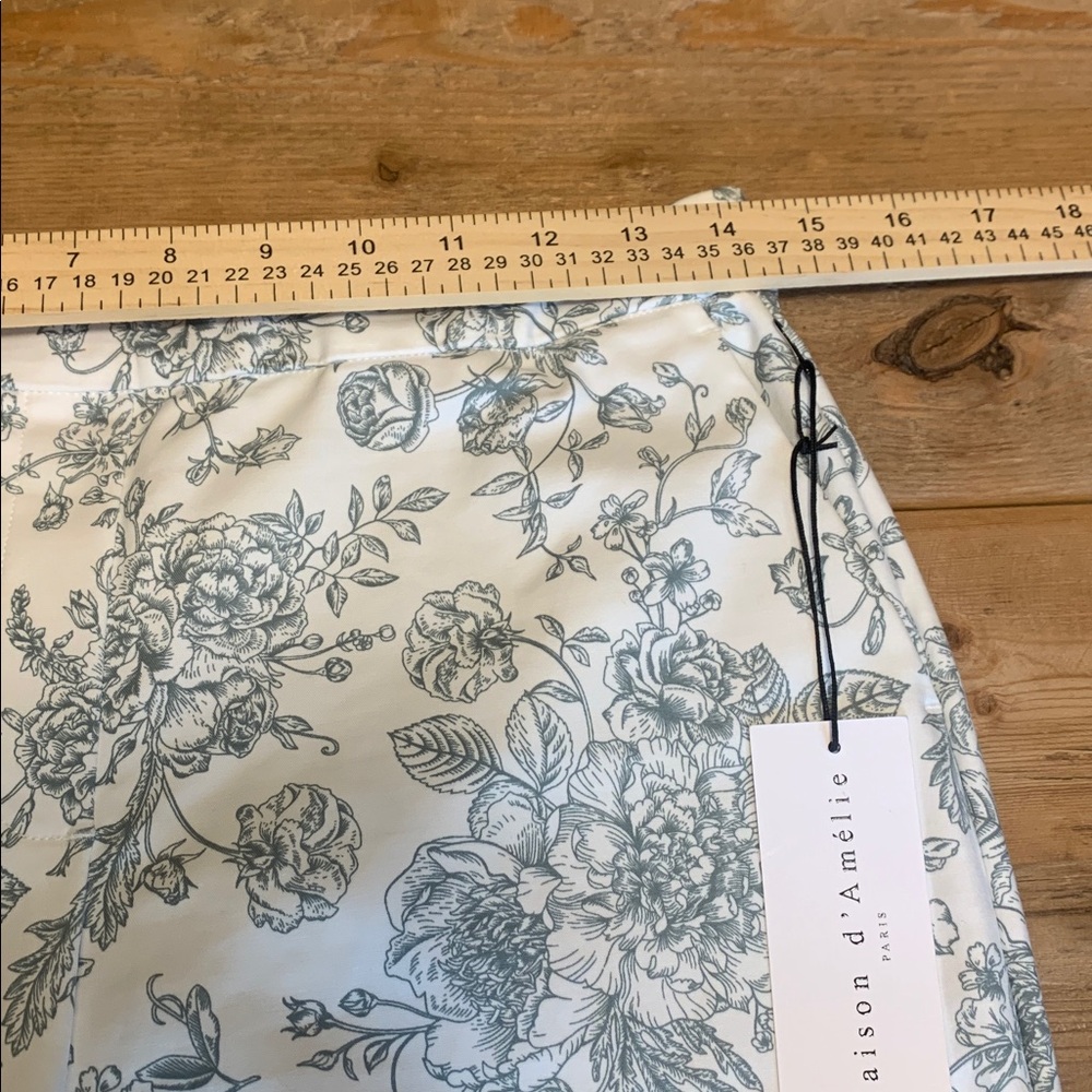 Madison d'Amelie Paris Women's NWT Floral Toile Pants Sz 4 PullOn Elastic Waist - Picture 7 of 15